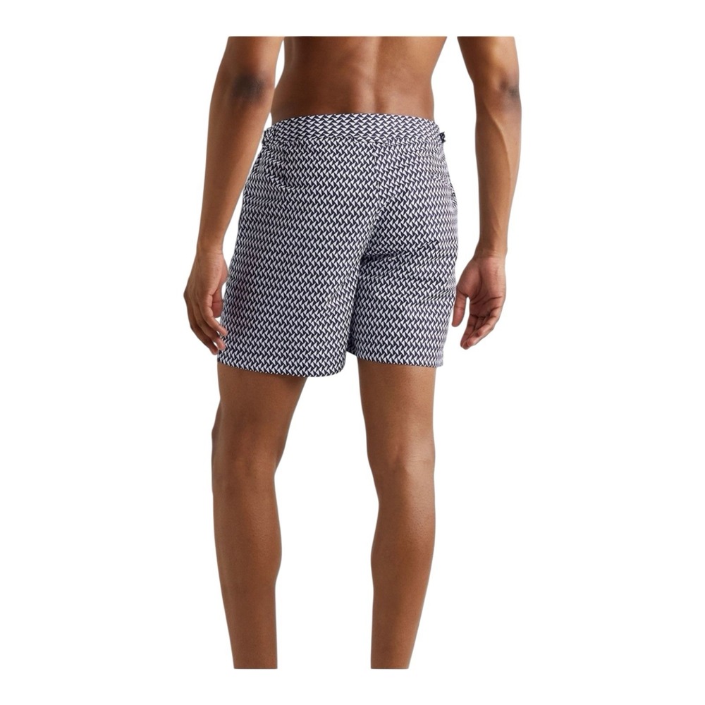 Orlebar Brown Bulldog Maro Navy Cloud Triangle Print Swim Trunks Size 40 - Picture 4 of 16